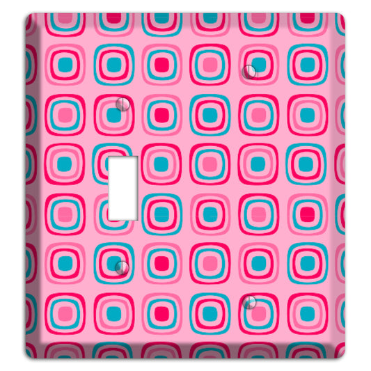 Pink and Blue Rounded Squares Toggle / Blank Wallplate