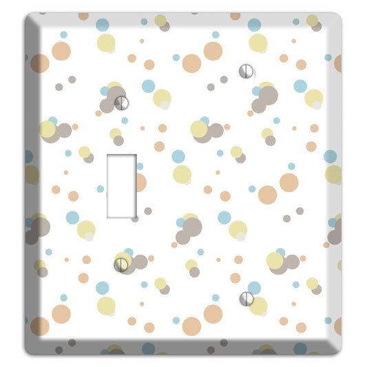 White with Soft Sage Blue and Umber Small Dots Toggle / Blank Wallplate