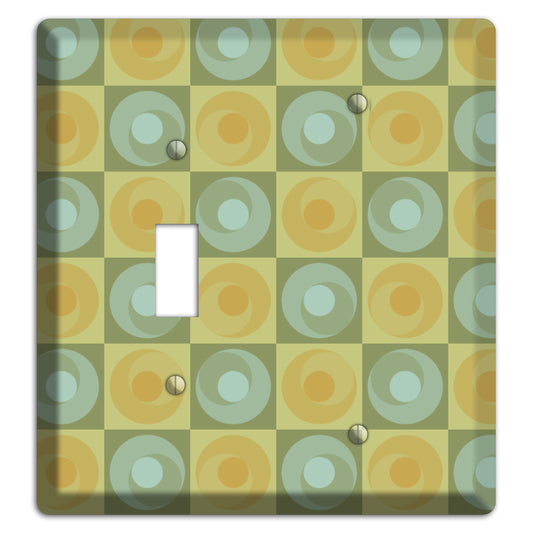 Multi Sage and Mustard Checked Circles Toggle / Blank Wallplate