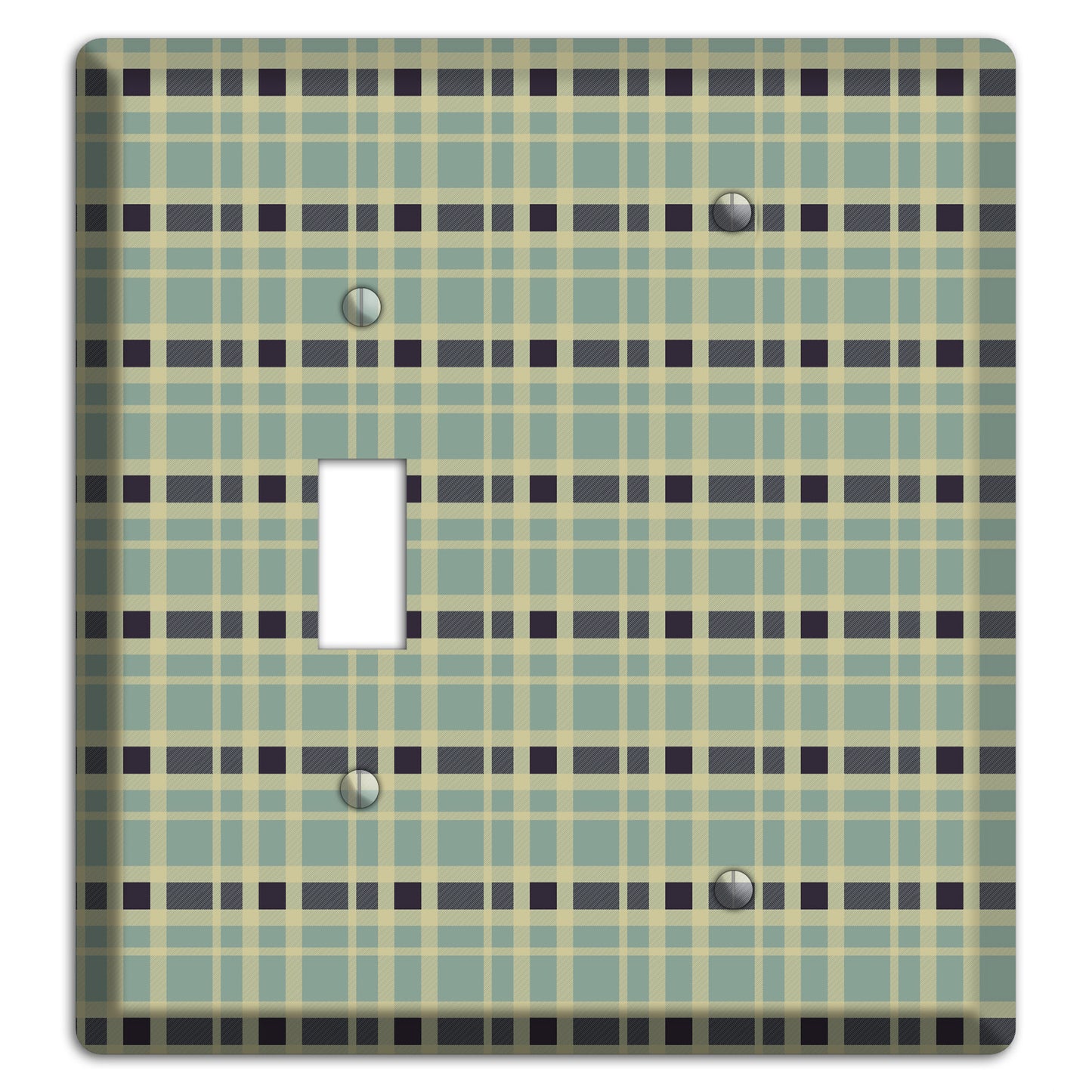 Sage and Black Plaid Toggle / Blank Wallplate