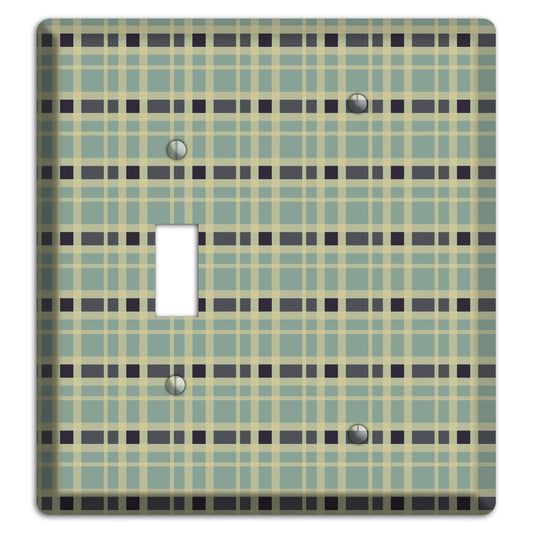 Sage and Black Plaid Toggle / Blank Wallplate