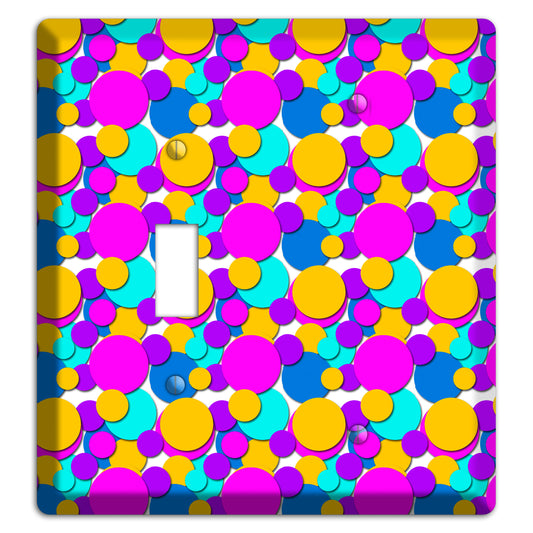 Orange Turquoise Fuschia Blue Bubble Dots Toggle / Blank Wallplate