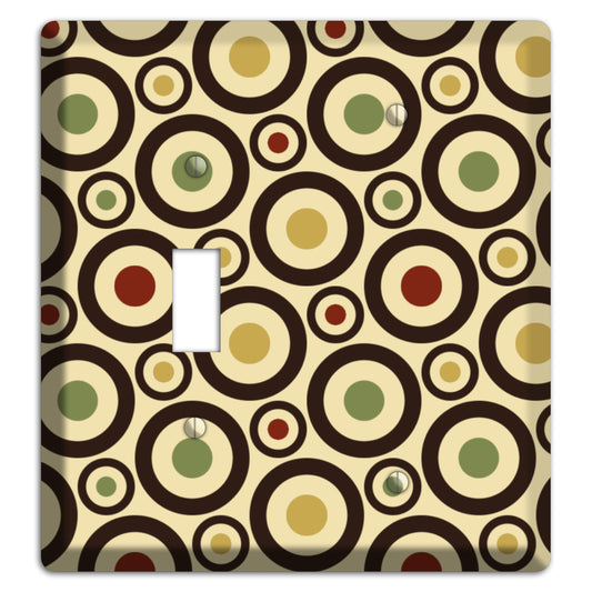 Beige with Olive Mustard Maroon Retro Bullseye Toggle / Blank Wallplate