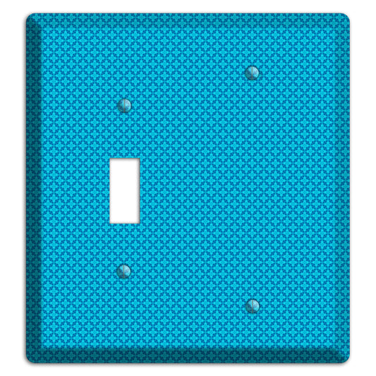 Multi Blue Checkered Quatrefoil Toggle / Blank Wallplate