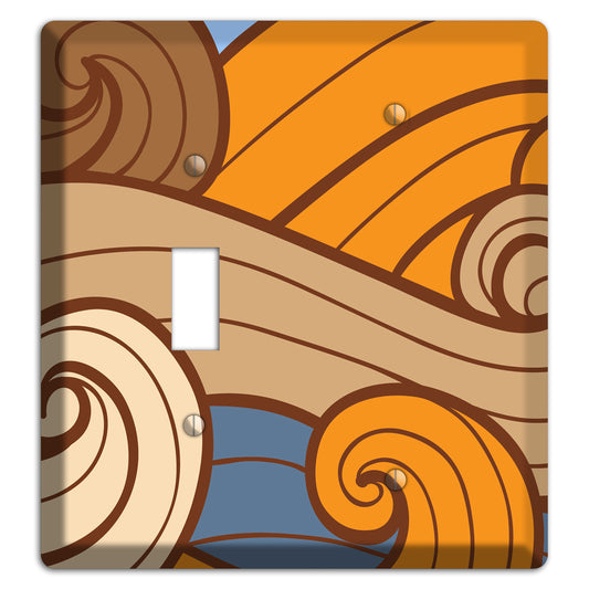 Abstract Curl Blue & Cream Toggle / Blank Wallplate