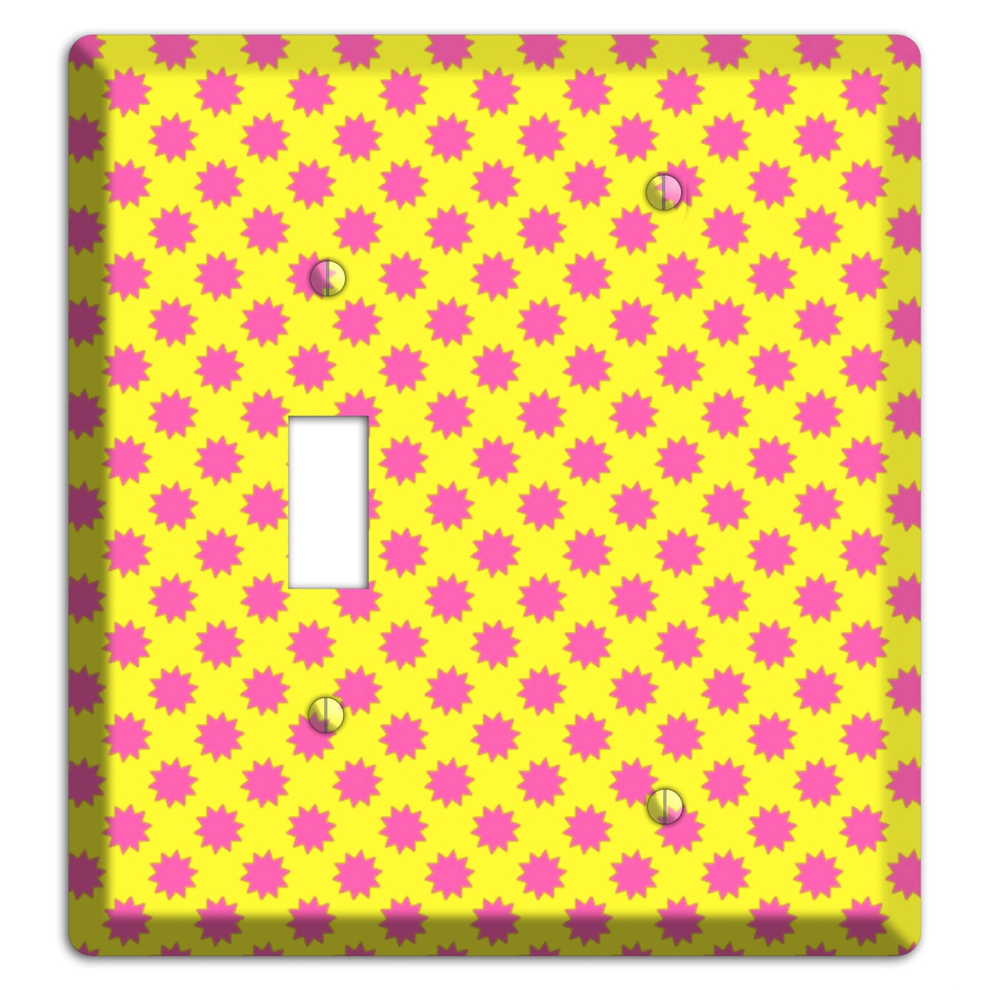 Yellow with Pink Burst Toggle / Blank Wallplate