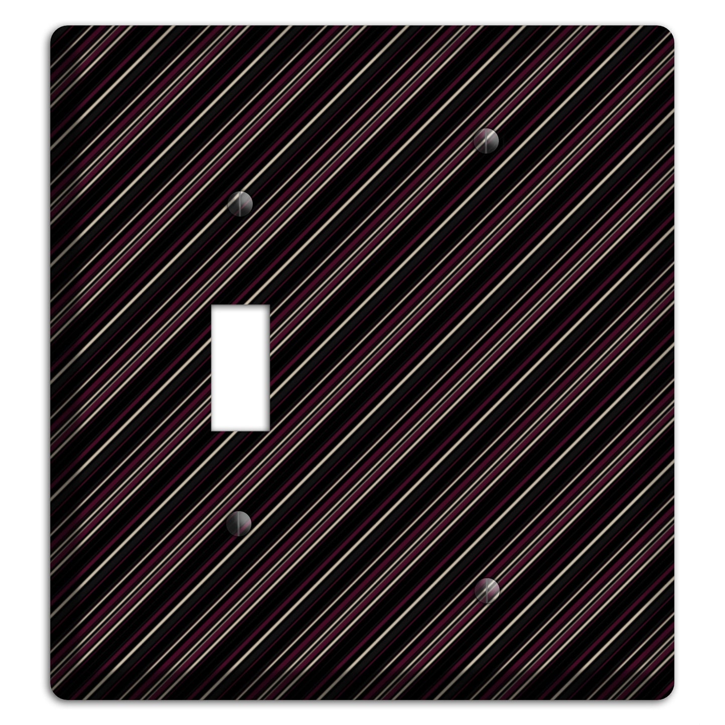 Black with White and Burgundy Angled Pinstripe Toggle / Blank Wallplate