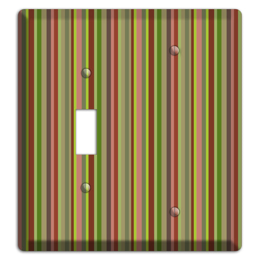 Multi Olive Burgundy Vertical Stripes Toggle / Blank Wallplate