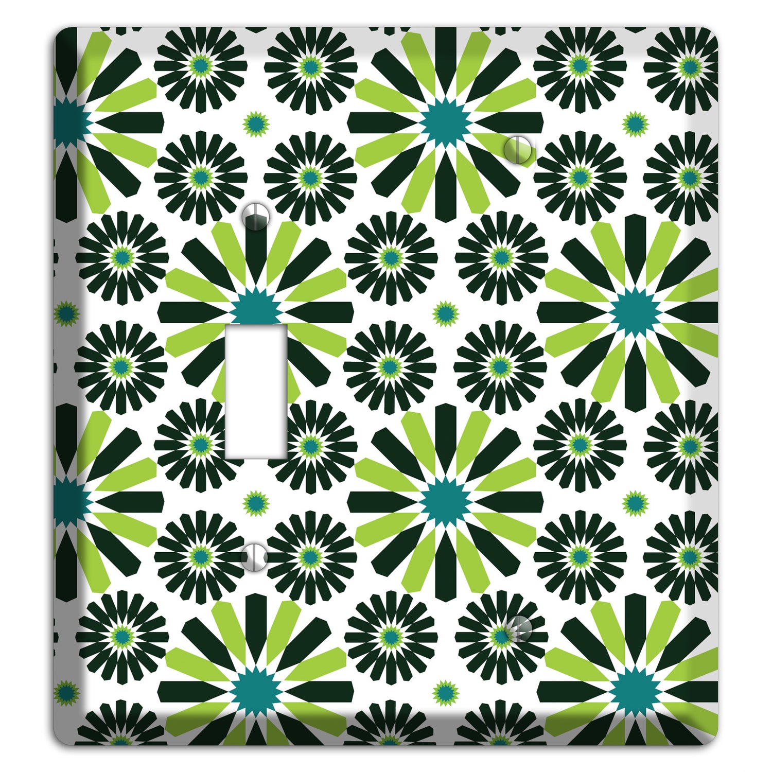 Lime and Teal Scandinavian Floral Toggle / Blank Wallplate