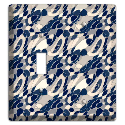 Blue and Beige Large Abstract Toggle / Blank Wallplate