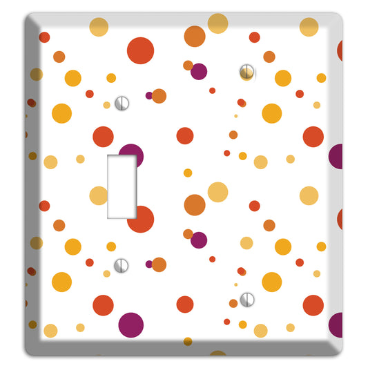 White with Multi Red and Umber Small Dots Toggle / Blank Wallplate