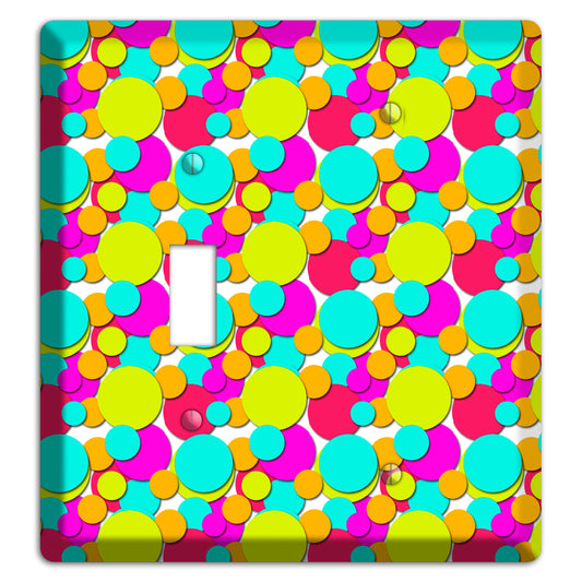 Aqua Fuschia Yellow Red Orange Bubble Dots Toggle / Blank Wallplate