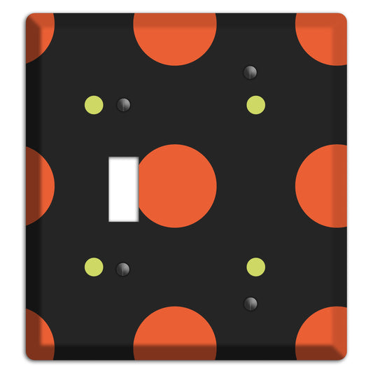 Black wih Orange and Lime Multi Tiled Medium Dots Toggle / Blank Wallplate