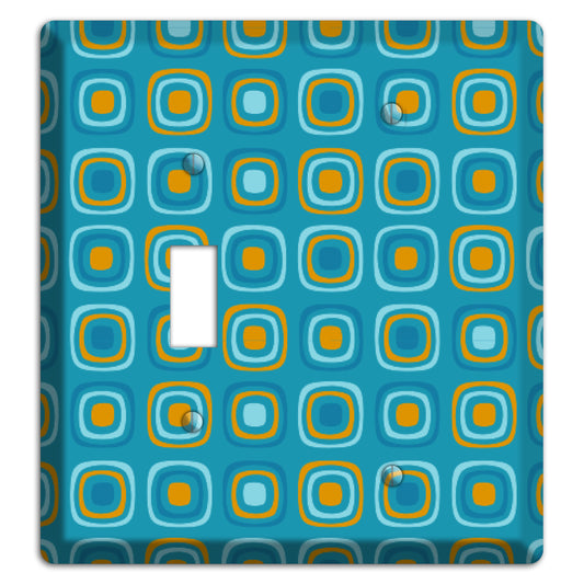 Teal and Mustard Rounded Squares Toggle / Blank Wallplate