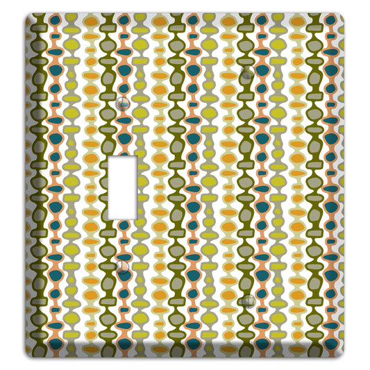 Multi Olive and Mustard Bead and Reel 2 Toggle / Blank Wallplate