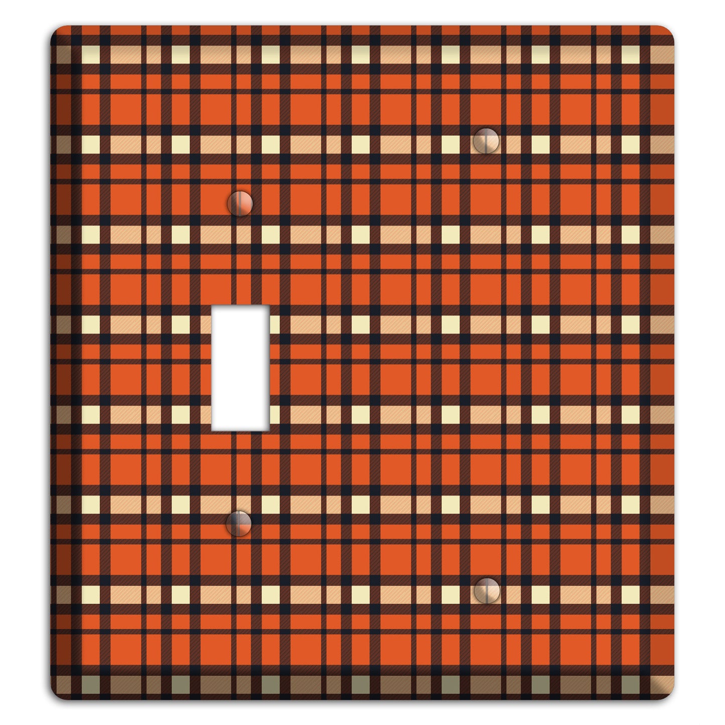 Orange Plaid Toggle / Blank Wallplate