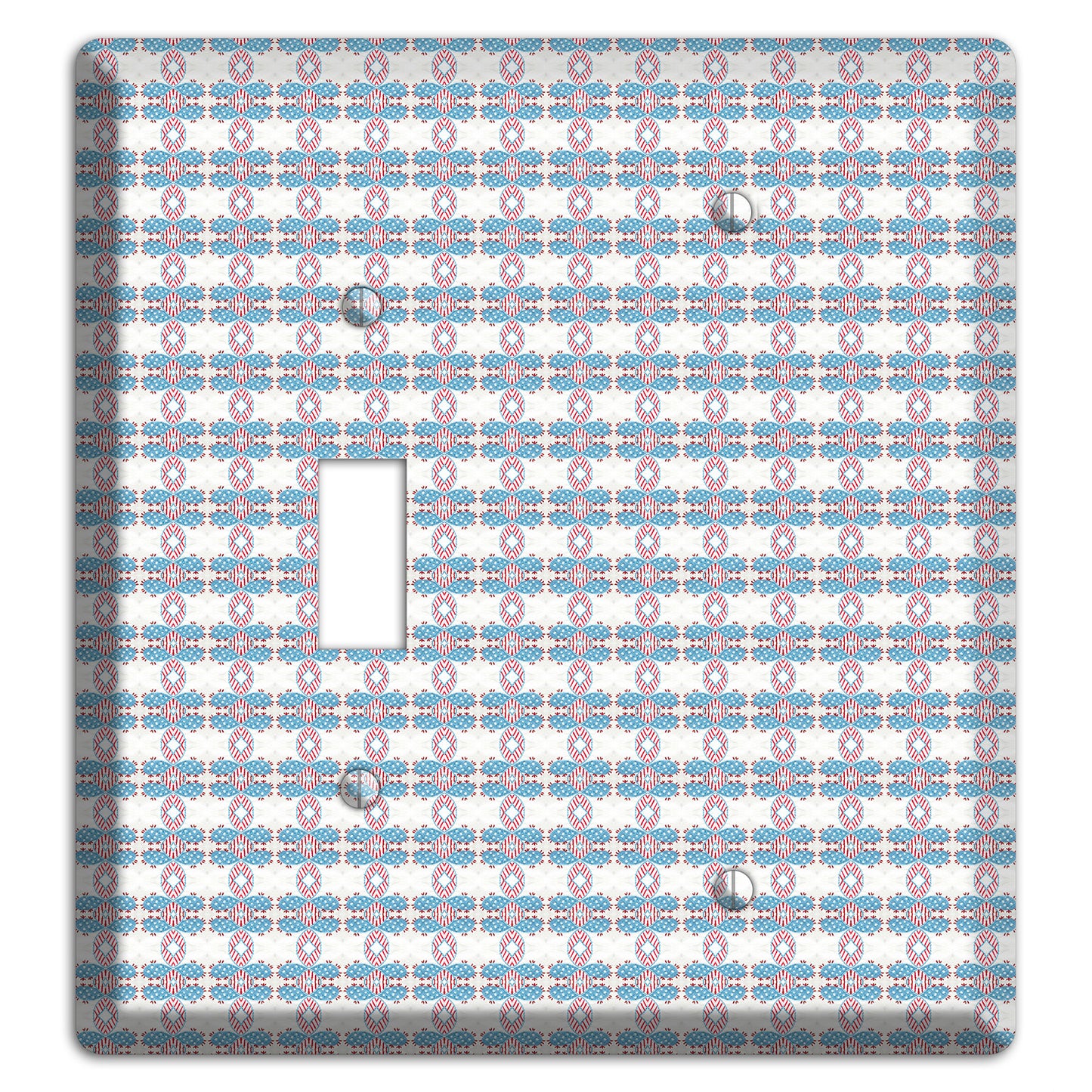 White with Faded Blue and Red Tapestry Toggle / Blank Wallplate