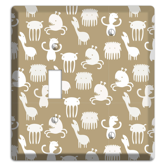 Sily Monsters Brown and White Toggle / Blank Wallplate