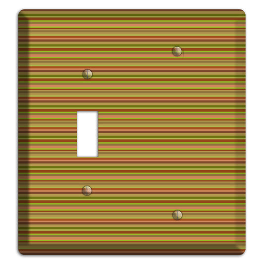 Multi Olive Burgundy Horizontal Stripes Toggle / Blank Wallplate