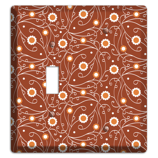 Brown Vine Floral Toggle / Blank Wallplate