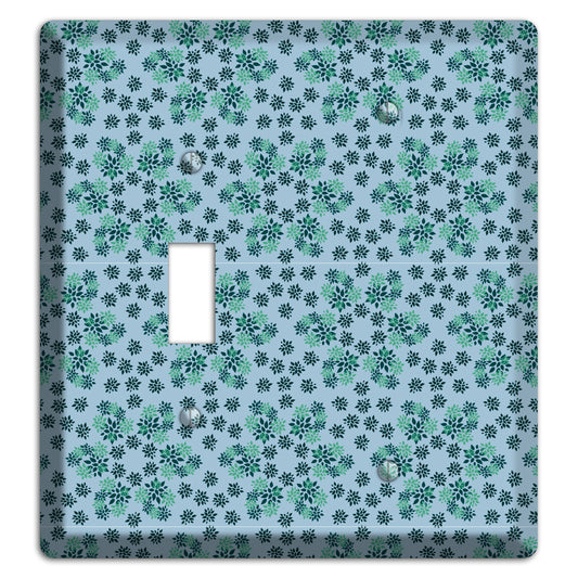 Blue with Multi Green Calico Toggle / Blank Wallplate