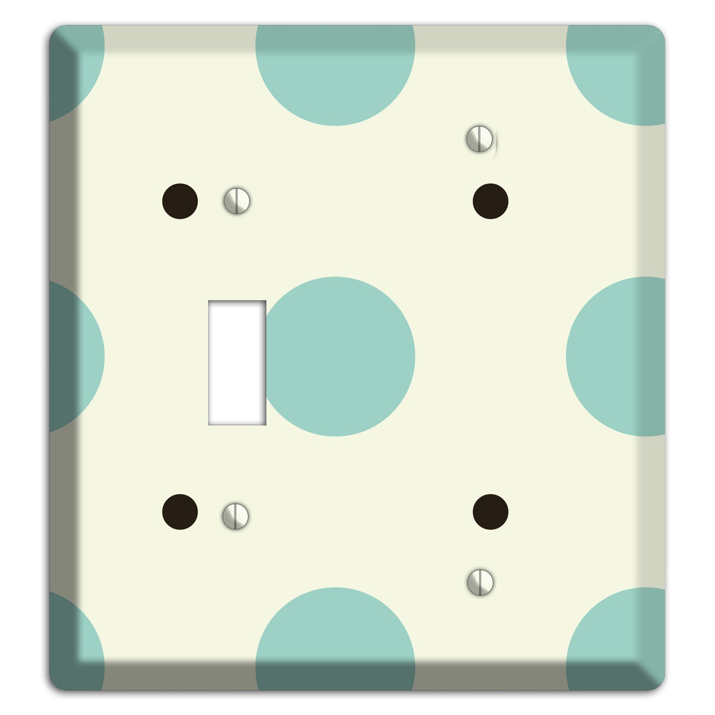 Soft Green with Aqua and Black Multi Tiled Medium Dots Toggle / Blank Wallplate