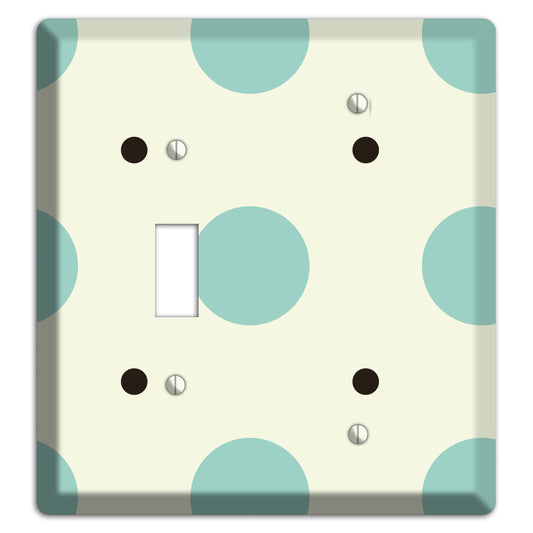 Soft Green with Aqua and Black Multi Tiled Medium Dots Toggle / Blank Wallplate