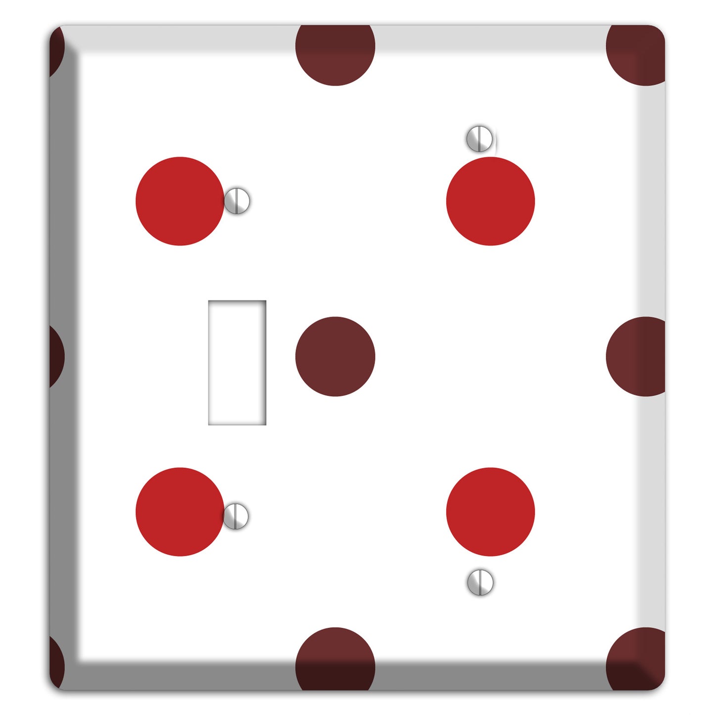 Red and Brown Medium Polka Dots Toggle / Blank Wallplate