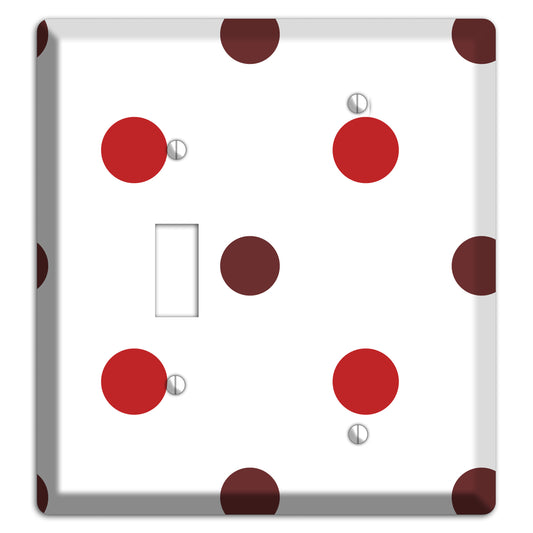 Red and Brown Medium Polka Dots Toggle / Blank Wallplate