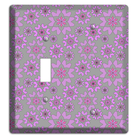 Grey with Purple Retro Suzani Toggle / Blank Wallplate