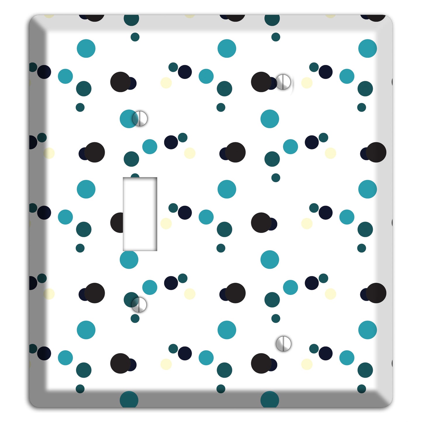 White with Teal and Black Multi Dots Toggle / Blank Wallplate