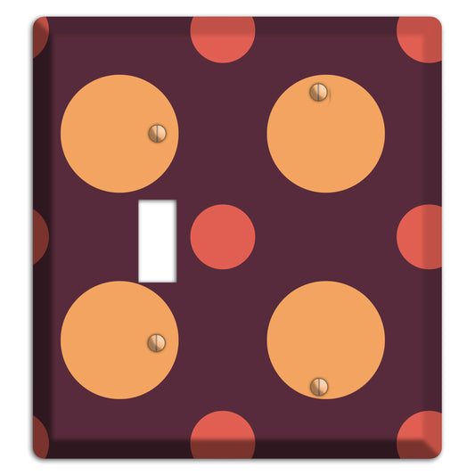 Eggplant with Multi Coral Multi Medium Polka Dots Toggle / Blank Wallplate