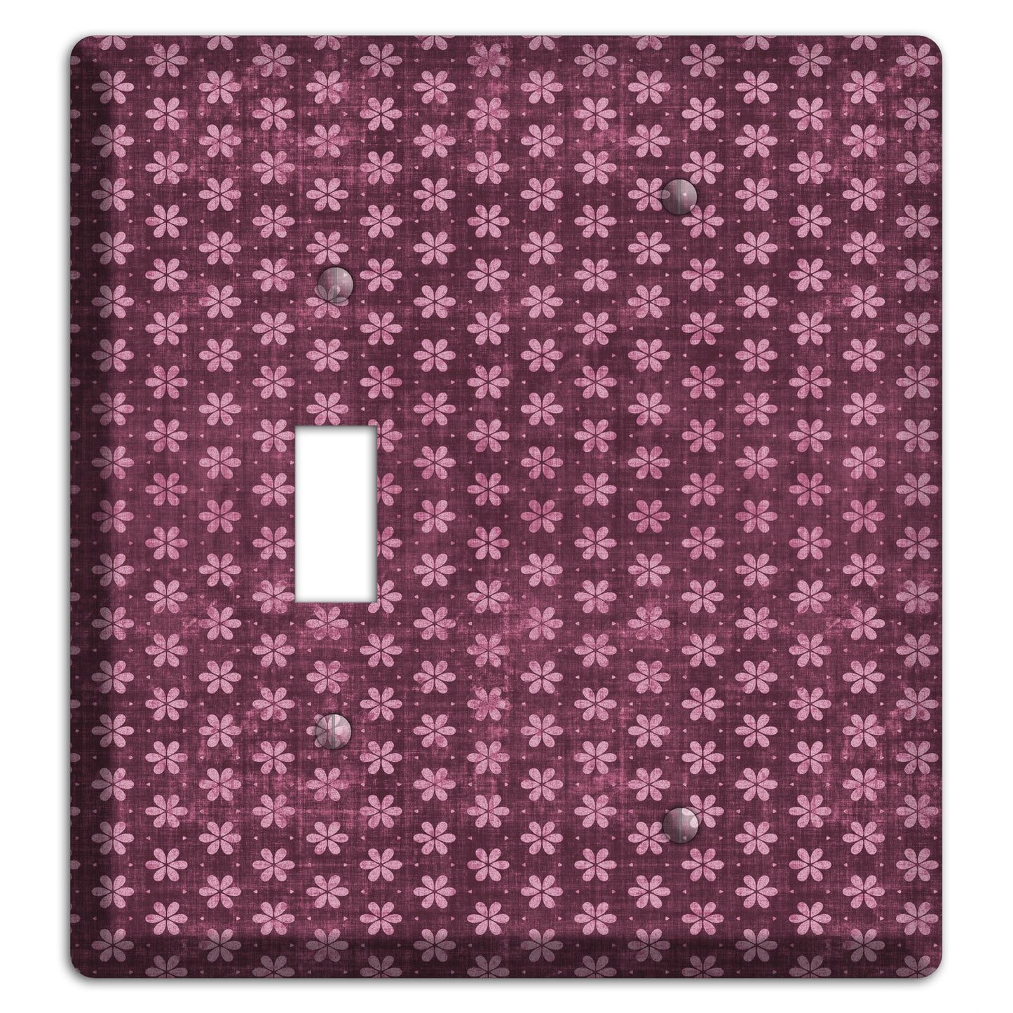 Burgundy Grunge Floral Contour Toggle / Blank Wallplate