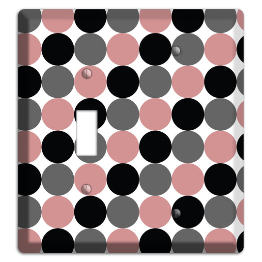 Grey Pink Black Tiled Dots Toggle / Blank Wallplate