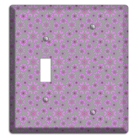 Grey with Tiny Purple Retro Suzani Toggle / Blank Wallplate