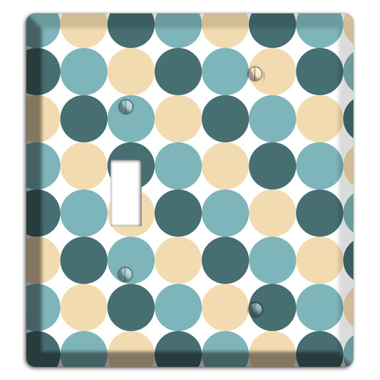 Dusty Blue Beige Tiled Dots Toggle / Blank Wallplate