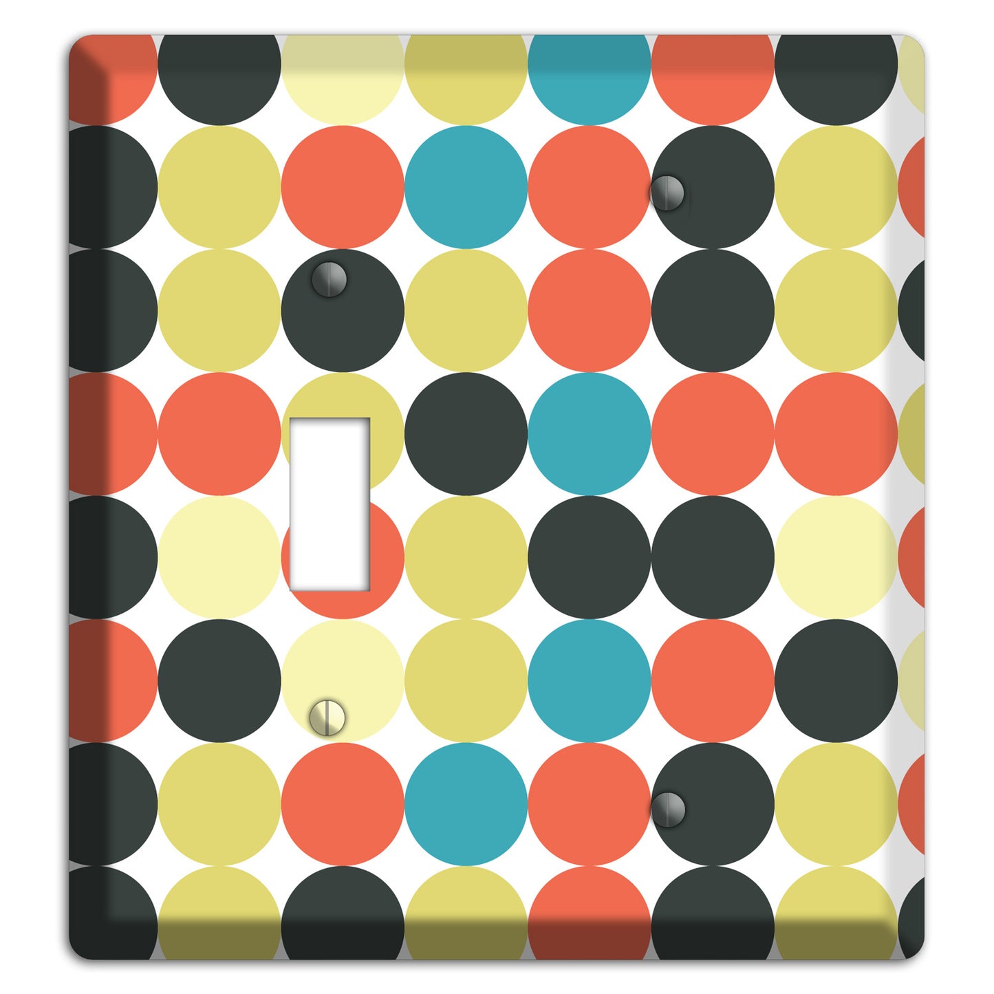 Coral Black Yellow Olive Blue Aqua Tiled Dots Toggle / Blank Wallplate