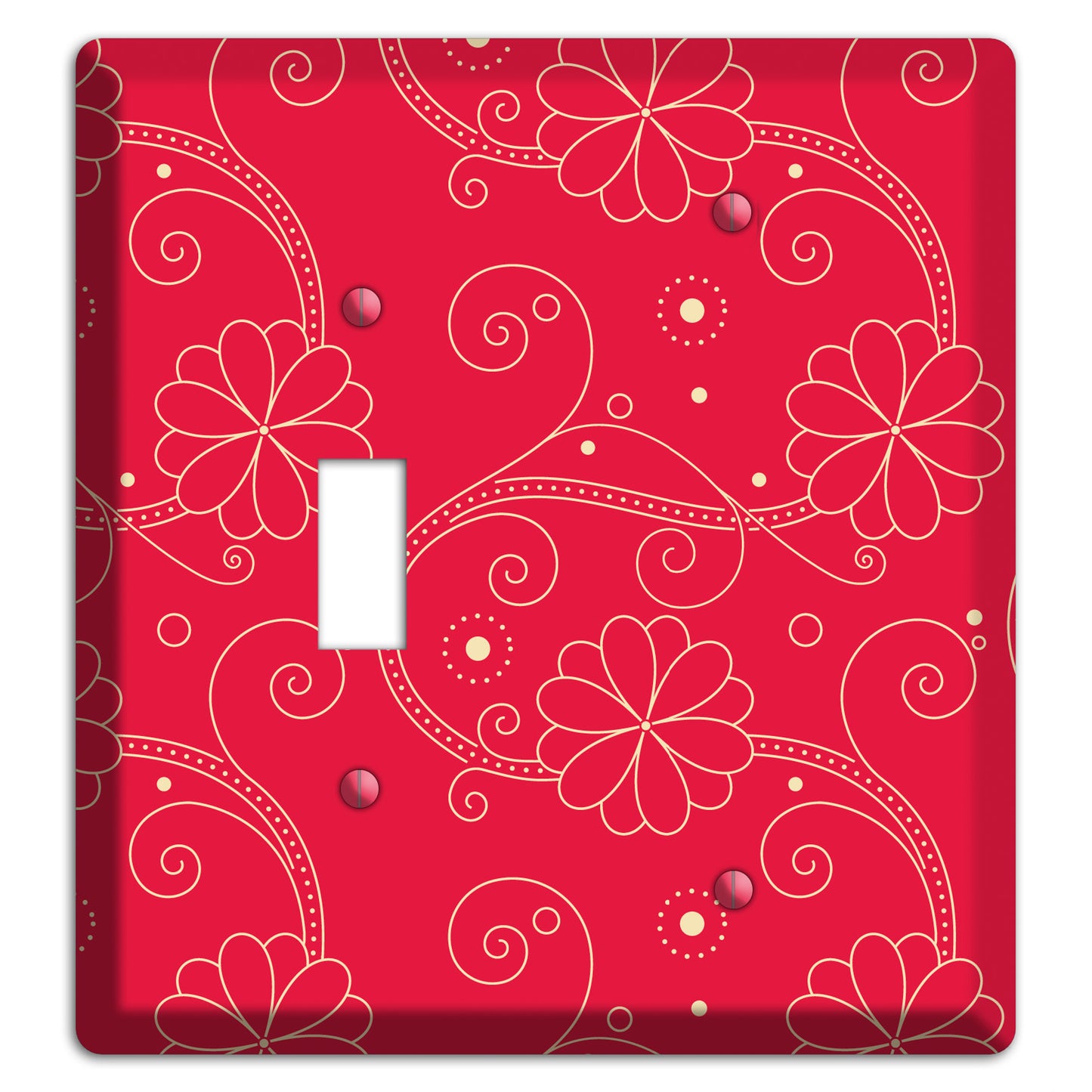 Red Floral Swirl Toggle / Blank Wallplate