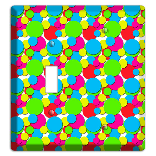 Turquoise Fuschia Lime Red Yellow Bubble Dots Toggle / Blank Wallplate