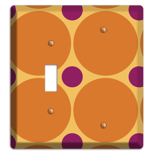 Orange with Umber and Plum Multi Tiled Large Dots Toggle / Blank Wallplate