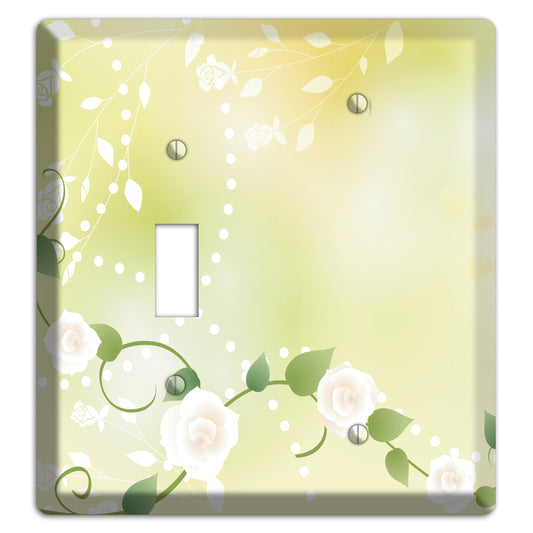 Green Delicate Flowers Toggle / Blank Wallplate