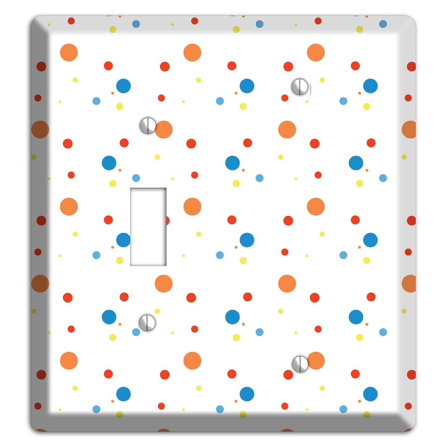 White with Multi Color Small Dots 2 Toggle / Blank Wallplate