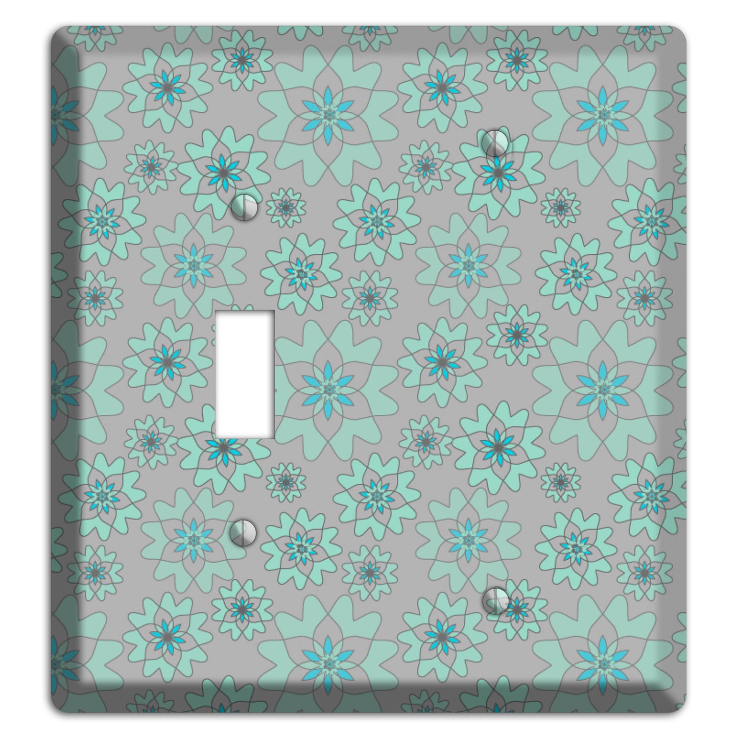 Grey with Aqua Retro Suzani Toggle / Blank Wallplate