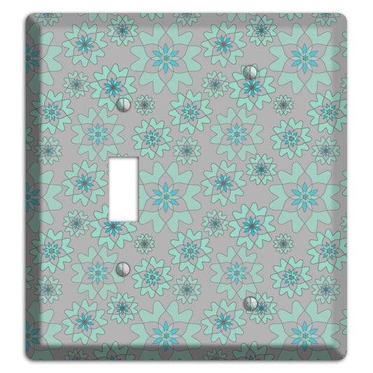 Grey with Aqua Retro Suzani Toggle / Blank Wallplate