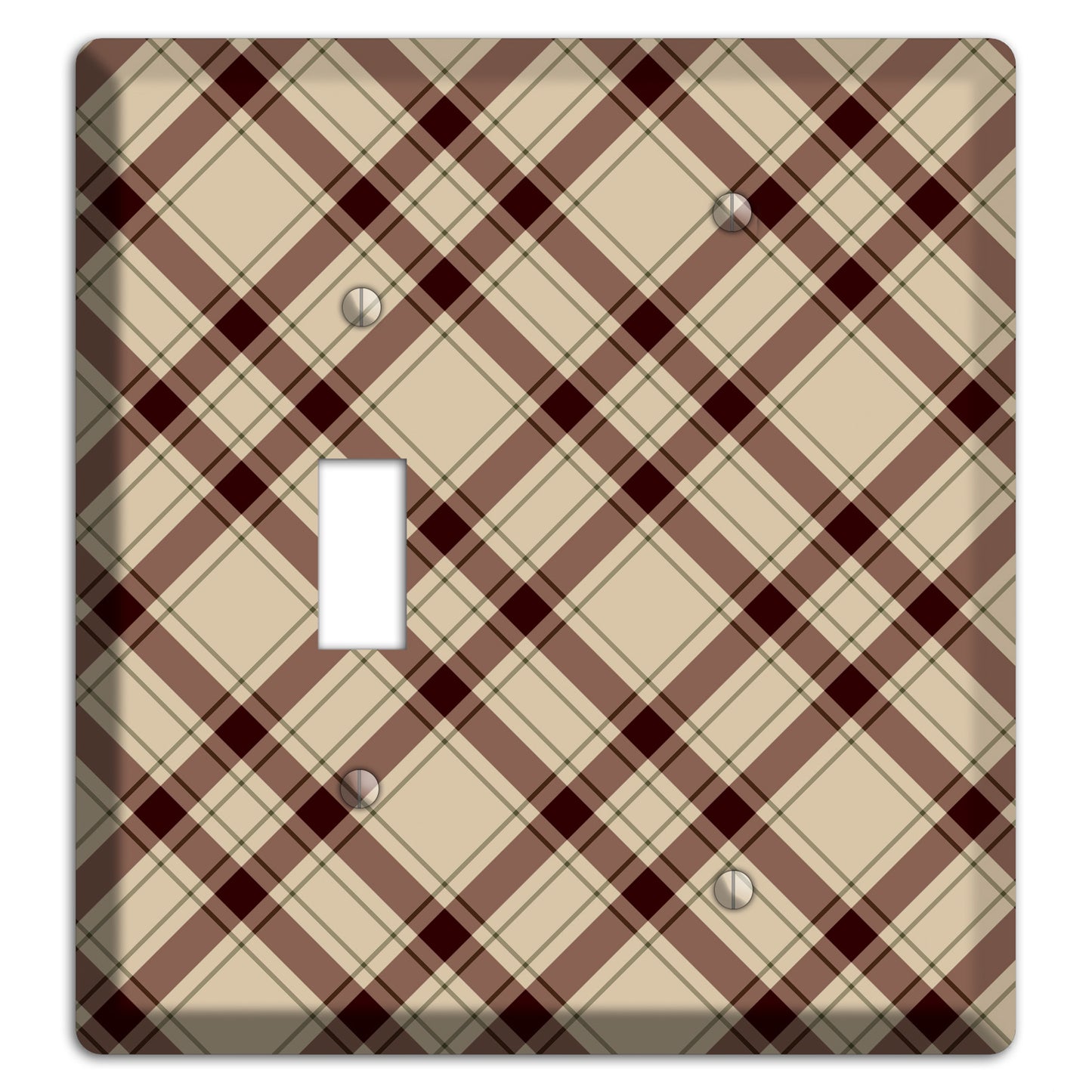 Beige and Brown Plaid Toggle / Blank Wallplate