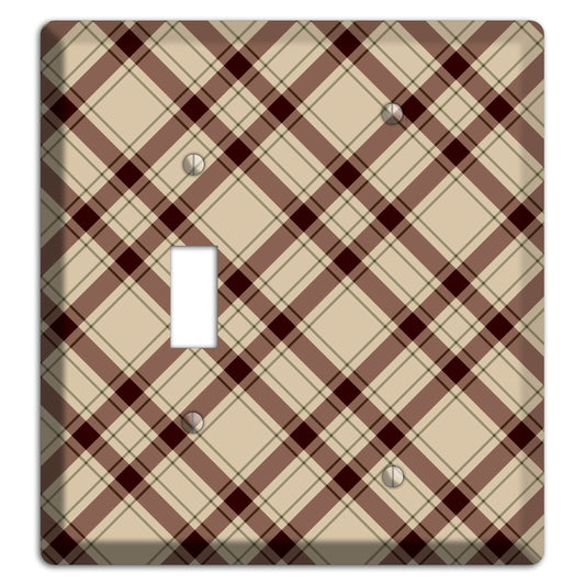 Beige and Brown Plaid Toggle / Blank Wallplate