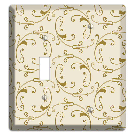 Off White with Gold Victorian Sprig Toggle / Blank Wallplate