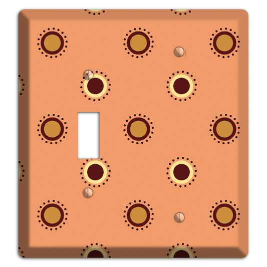 Coral with Multi Brown Suzani Dots Toggle / Blank Wallplate