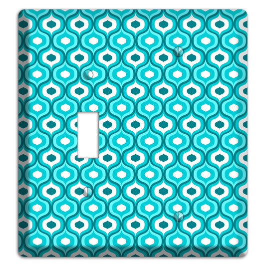 Multi Turquoise Double Scallop 2 Toggle / Blank Wallplate