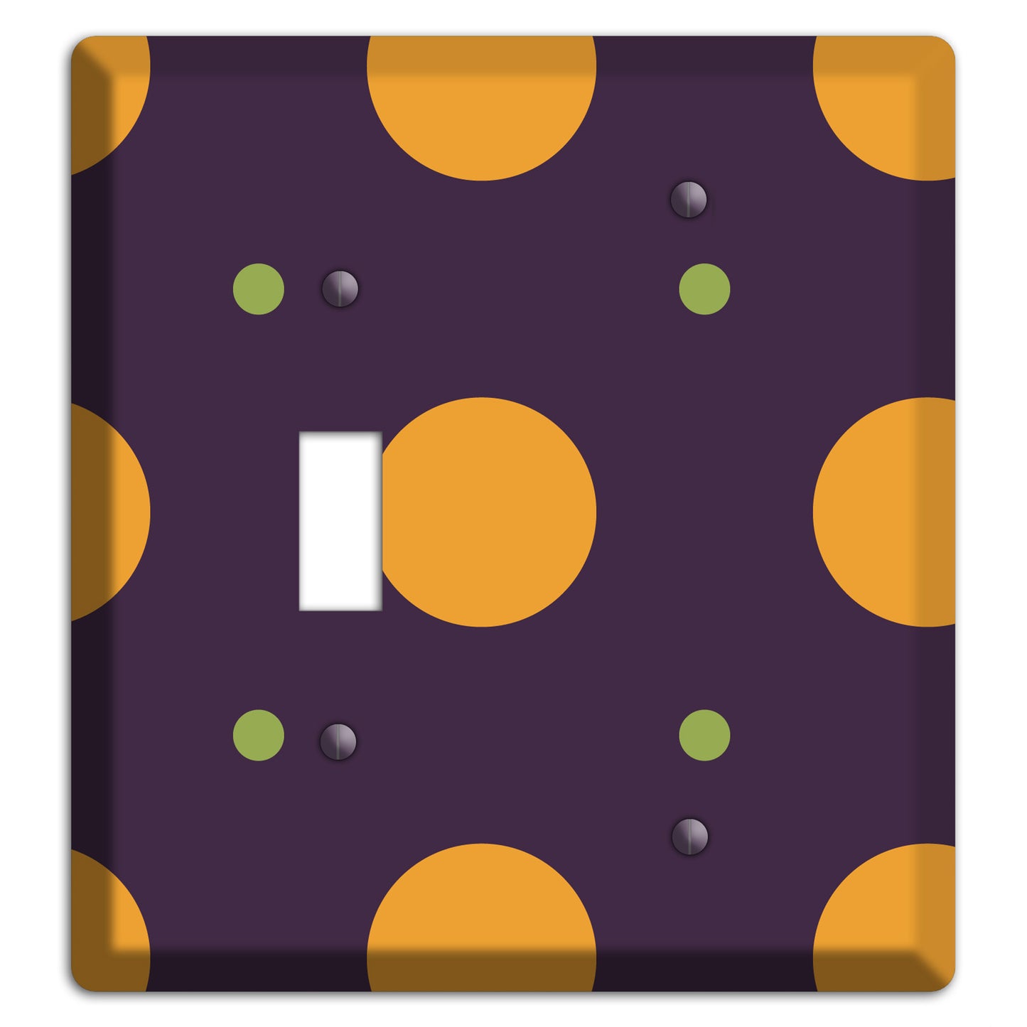 Eggplant with Orange and Lime Multi Tiled Medium Dots Toggle / Blank Wallplate